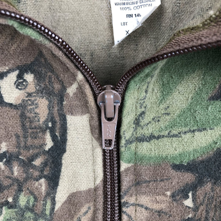 Vintage 90'S OCOEE Camouflage Pattern Realtree Camo Collared Cotton Blouson, Made in USA, Men's Size XL cotton Khaki type Vintage Second Hand