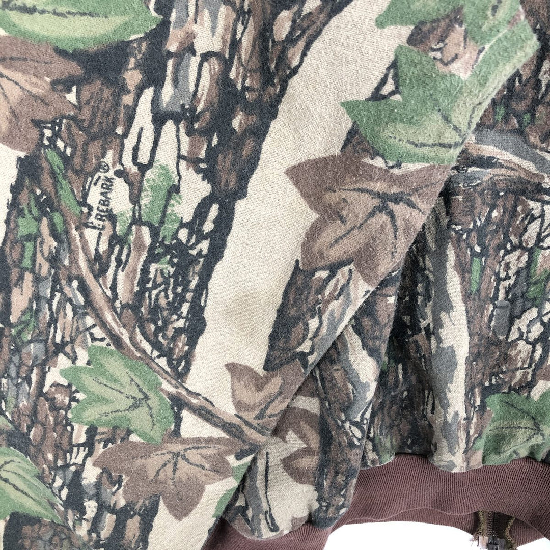 Vintage 90'S OCOEE Camouflage Pattern Realtree Camo Collared Cotton Blouson, Made in USA, Men's Size XL cotton Khaki type Vintage Second Hand