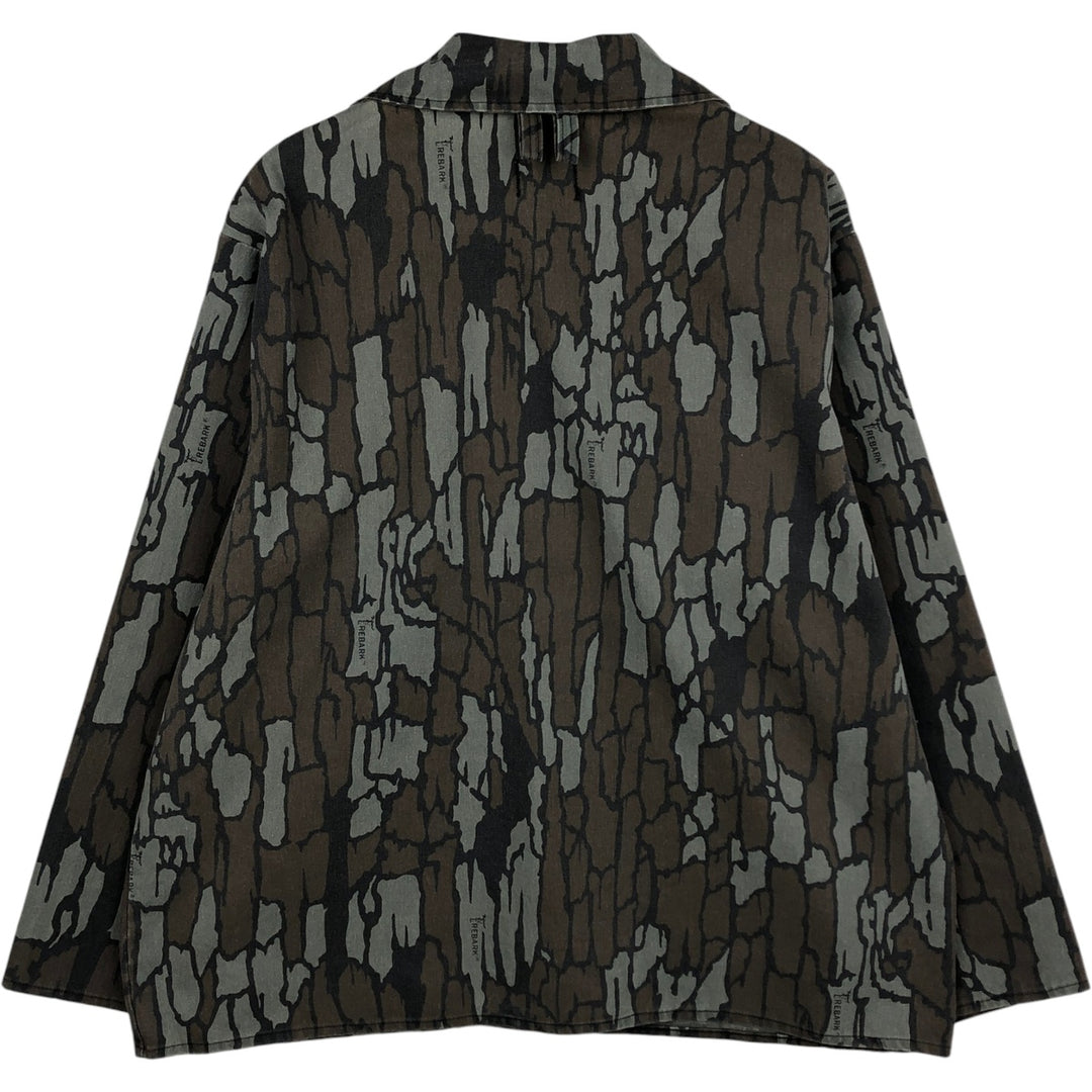 Vintage 90'S OCOEE Camouflage Pattern Treebark Camo Poly/Cotton Jacket, Men's Size L polyester gray type Vintage Second Hand