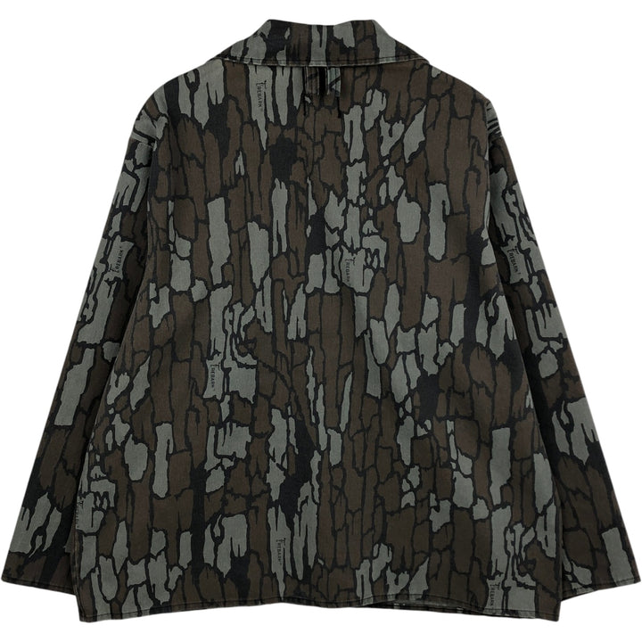 Vintage 90'S OCOEE Camouflage Pattern Treebark Camo Poly/Cotton Jacket, Men's Size L polyester gray type Vintage Second Hand
