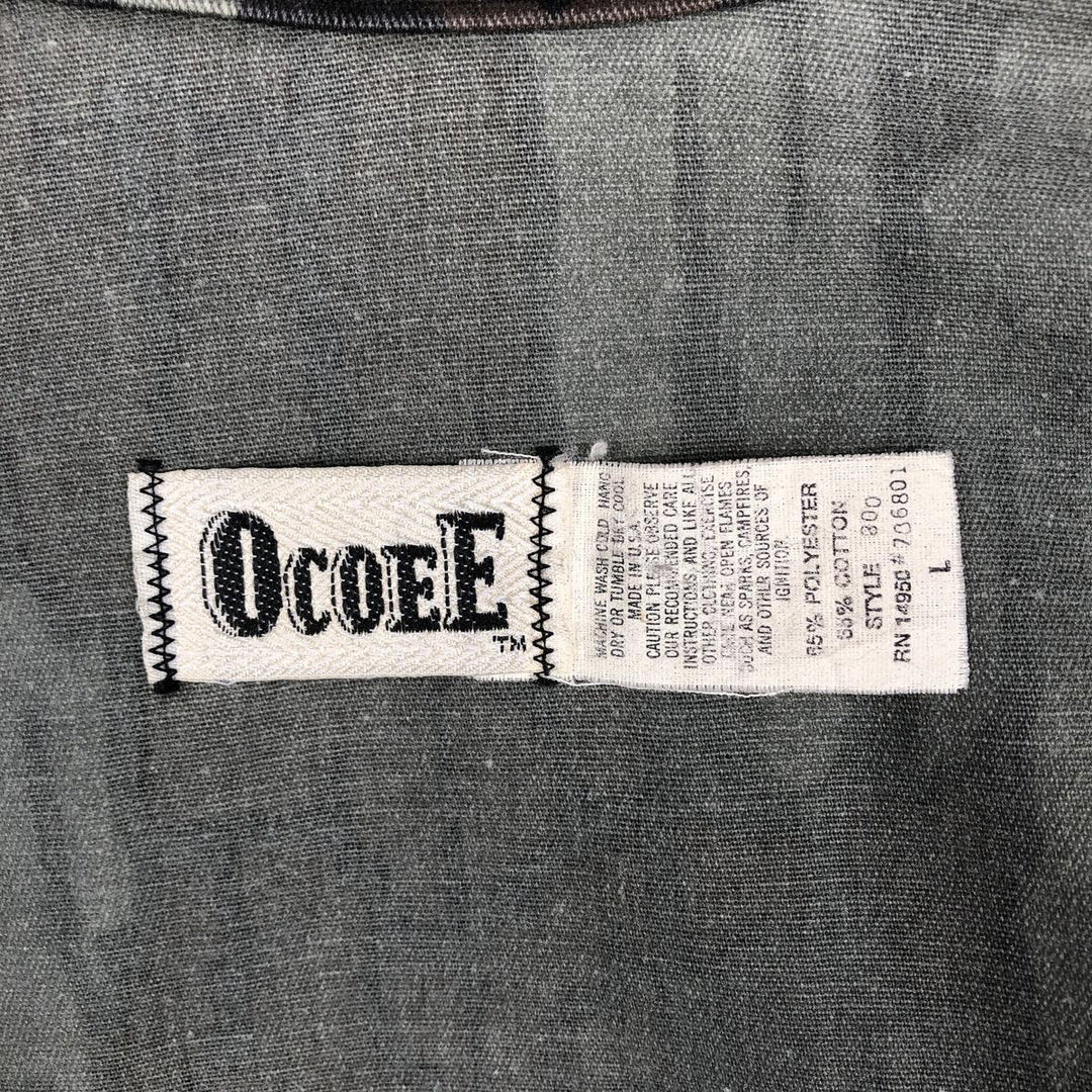 Vintage 90'S OCOEE Camouflage Pattern Treebark Camo Poly/Cotton Jacket, Men's Size L polyester gray type Vintage Second Hand