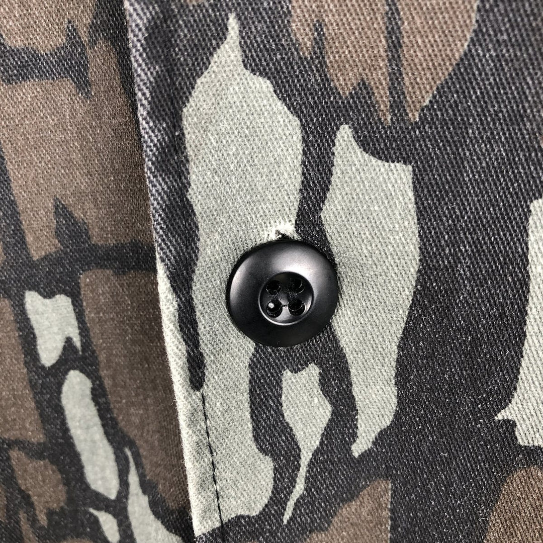 Vintage 90'S OCOEE Camouflage Pattern Treebark Camo Poly/Cotton Jacket, Men's Size L polyester gray type Vintage Second Hand
