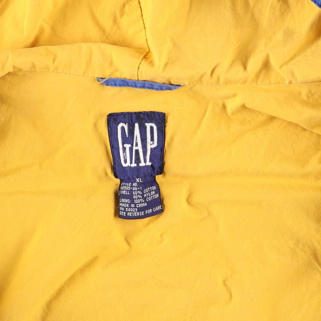 90'S GAP Old Gap Mountain Parka Shell Jacket Men's XL equivalent Vintage cotton blue type Vintage Second Hand