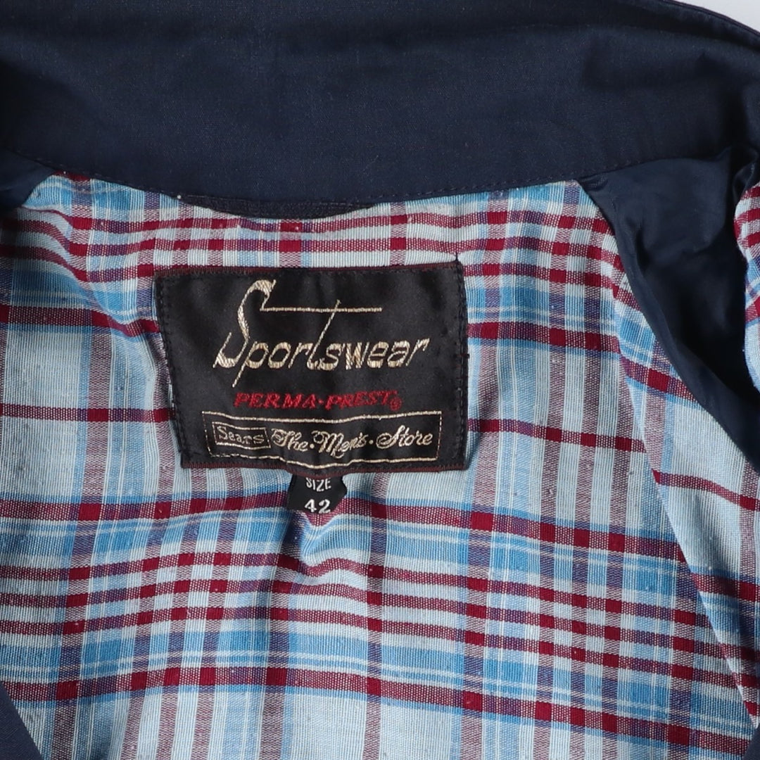 Vintage 1970'S Sears Sportswear Perma-Press Harrington Jacket, Swing Top, Men's Size L unclear navy blue type Vintage Second Hand