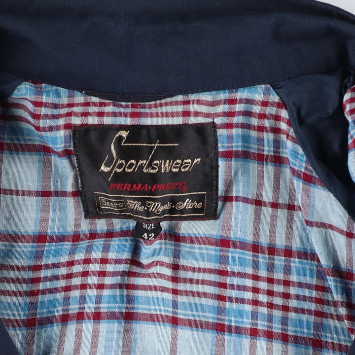 Vintage 1970'S Sears Sportswear Perma-Press Harrington Jacket, Swing Top, Men's Size L unclear navy blue type Vintage Second Hand