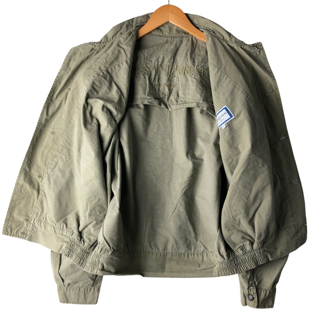 90'S Yves Saint Laurent JEANSWEAR cotton jacket, men's size L, vintage unclear Khaki type sage green Vintage Second Hand