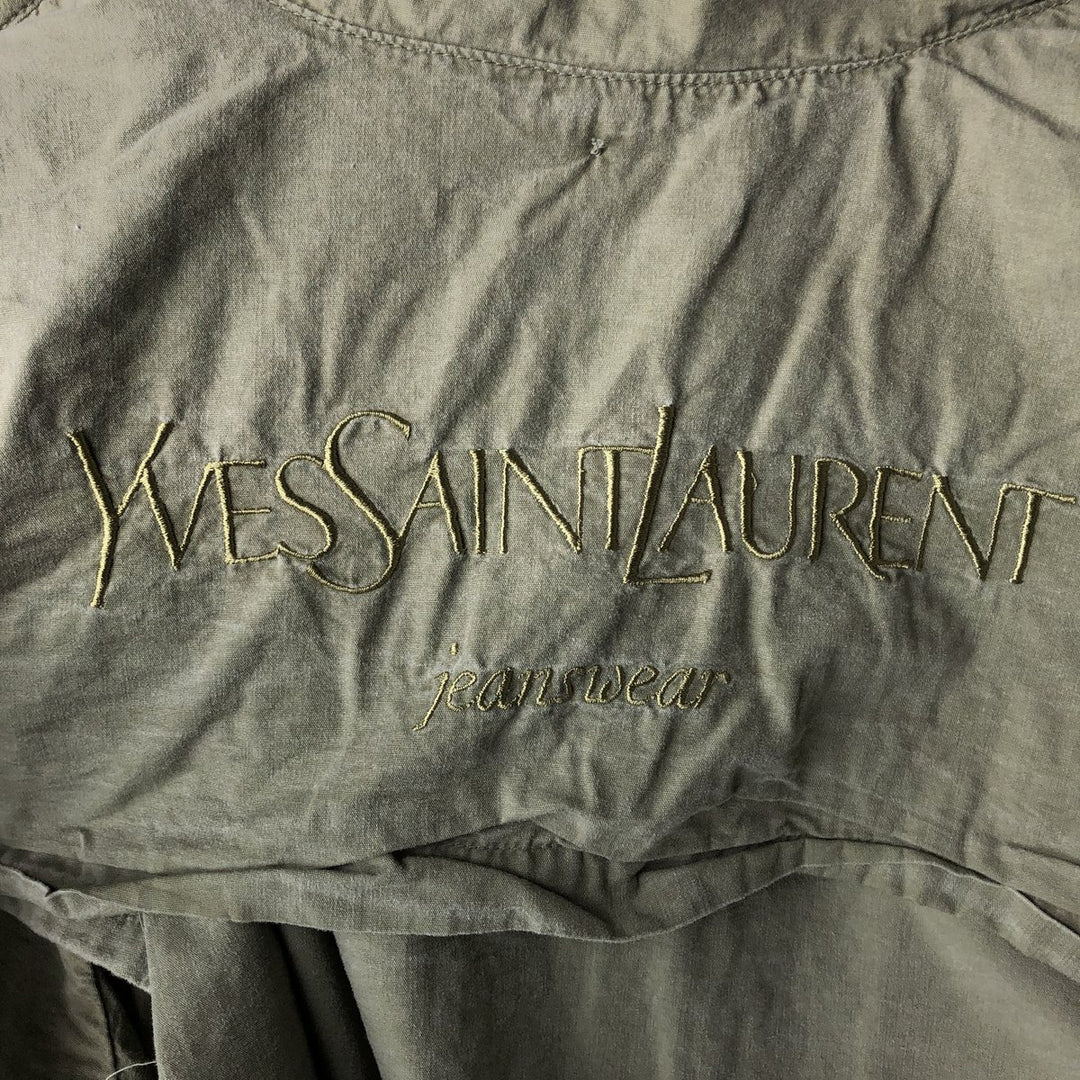 90'S Yves Saint Laurent JEANSWEAR cotton jacket, men's size L, vintage unclear Khaki type sage green Vintage Second Hand