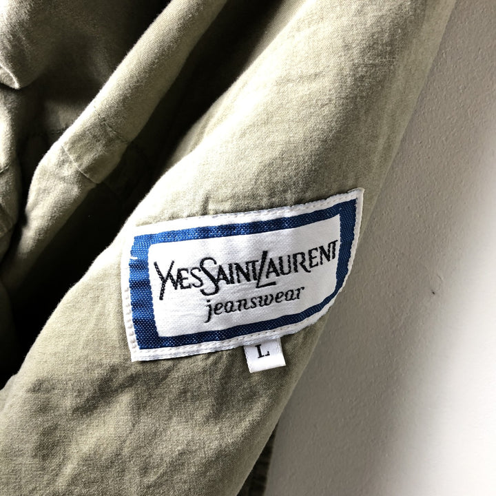 90'S Yves Saint Laurent JEANSWEAR cotton jacket, men's size L, vintage unclear Khaki type sage green Vintage Second Hand
