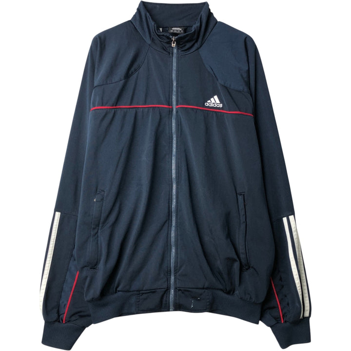 00'S adidas jersey track jacket, men's XL size polyester navy blue type Vintage Second Hand