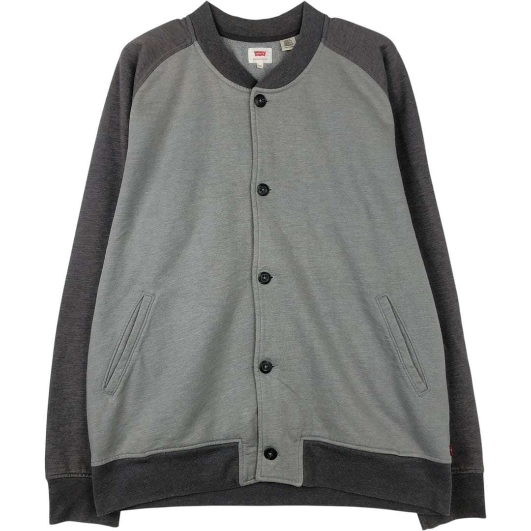 Levi's full-button two-tone sweatshirt, men's size XXL. cotton gray type Vintage Second Hand