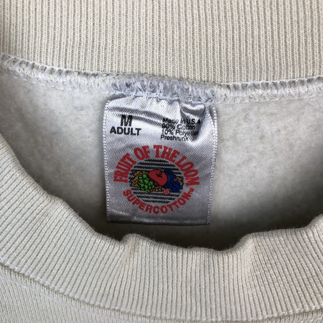 Vintage 90'S Fruit of the Loom Super Cotton Dog Print Animal Sweatshirt, Made in USA, Men's Size Medium cotton Beige type Vintage Second Hand