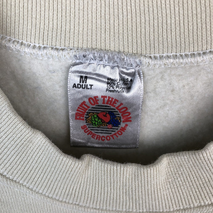 Vintage 90'S Fruit of the Loom Super Cotton Dog Print Animal Sweatshirt, Made in USA, Men's Size Medium cotton Beige type Vintage Second Hand