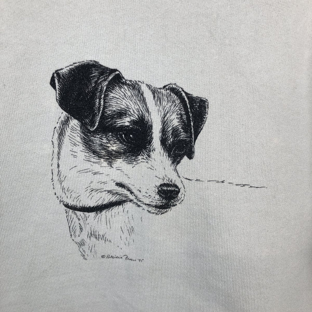 Vintage 90'S Fruit of the Loom Super Cotton Dog Print Animal Sweatshirt, Made in USA, Men's Size Medium cotton Beige type Vintage Second Hand