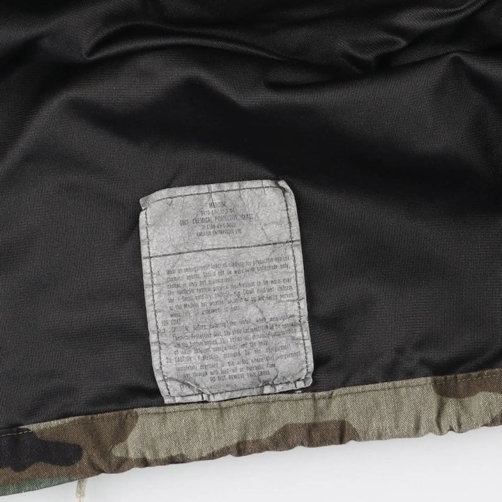 Authentic 1980'S US Military Camouflage Woodland Camo Chemical Protective Jacket, Made in USA, Medium unclear Khaki type Vintage Second Hand