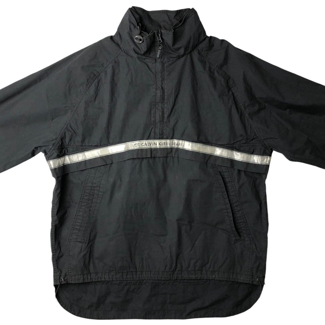 90'S Calvin Klein Jeans Half-Zip Anorak Parka, Men's Size L polyester black type Vintage Second Hand