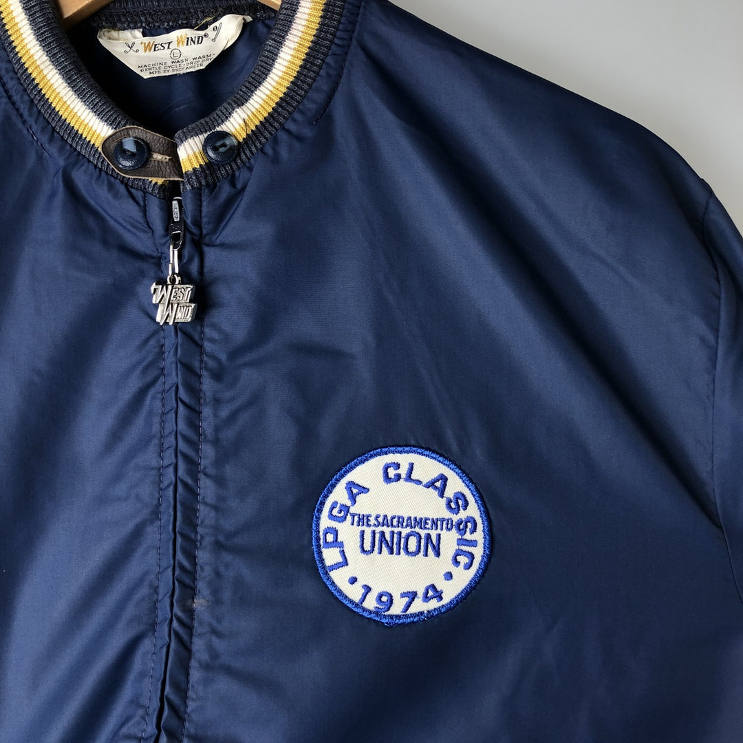 Vintage 1970'S West Wind windbreaker, men's size L unclear navy blue type Vintage Second Hand