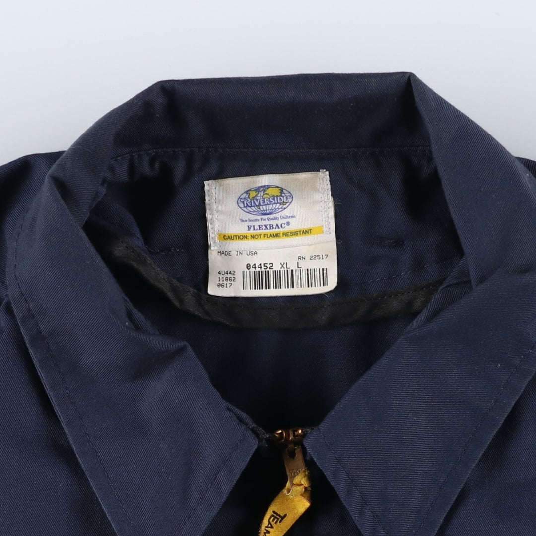 1980'S Riverside Miller Work Jacket, Made in USA, Men's XL equivalent, Vintage polyester navy blue type Vintage Second Hand