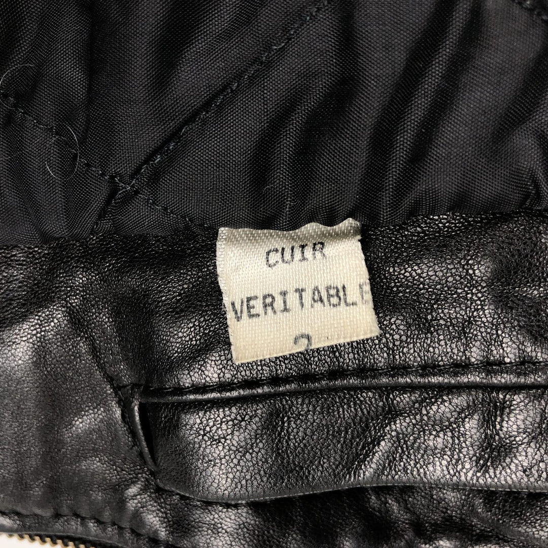 Padded leather blouson, men's size L genuine leather black type Vintage Second Hand