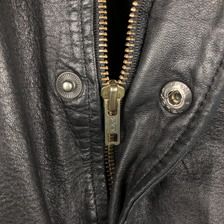 Padded leather blouson, men's size L genuine leather black type Vintage Second Hand