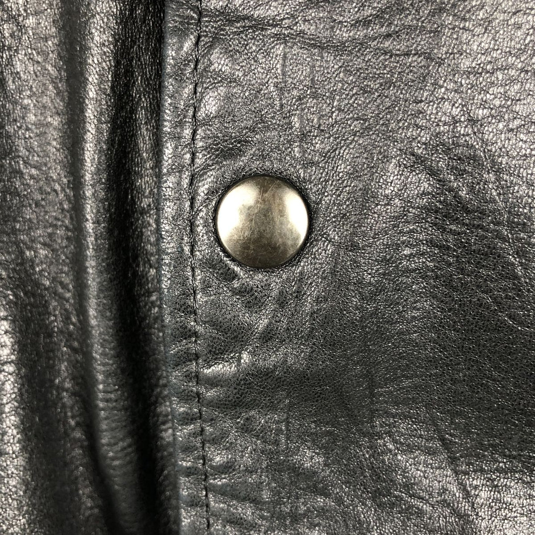 Padded leather blouson, men's size L genuine leather black type Vintage Second Hand