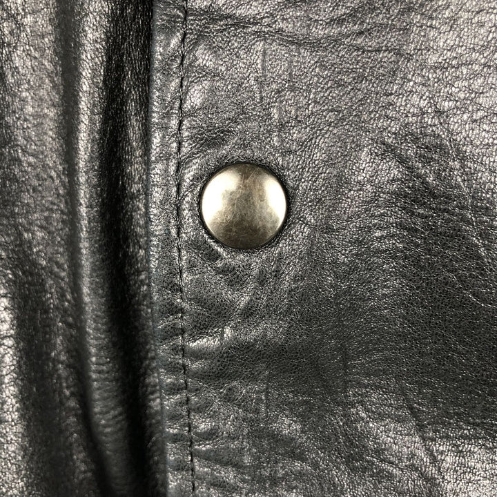 Padded leather blouson, men's size L genuine leather black type Vintage Second Hand