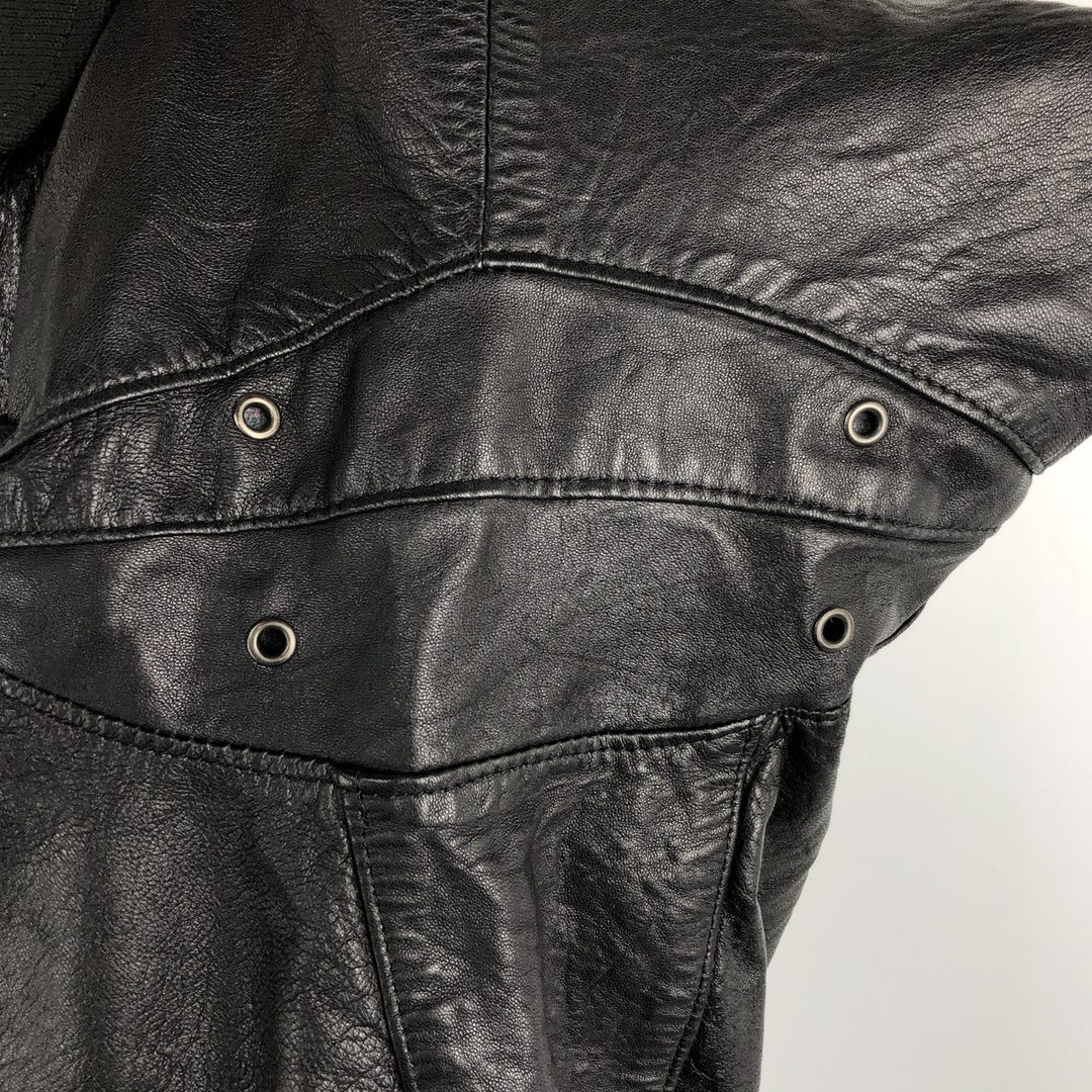 Padded leather blouson, men's size L genuine leather black type Vintage Second Hand