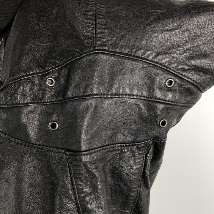 Padded leather blouson, men's size L genuine leather black type Vintage Second Hand