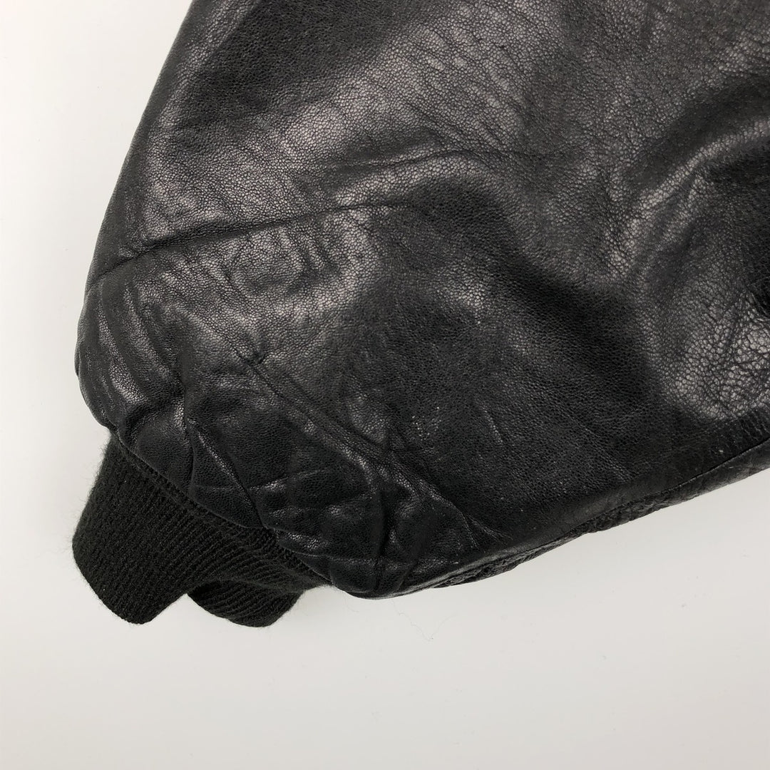 Padded leather blouson, men's size L genuine leather black type Vintage Second Hand