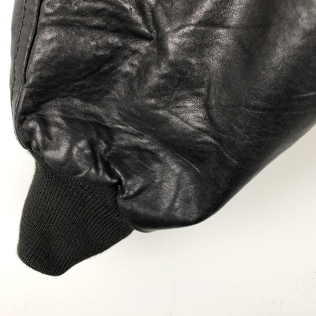 Padded leather blouson, men's size L genuine leather black type Vintage Second Hand