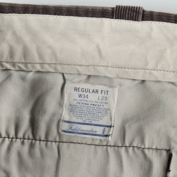 Fieldmaster Regular Fit Corduroy Pants, Men's Size W34 (approx.), Vintage cotton brown type Vintage Second Hand
