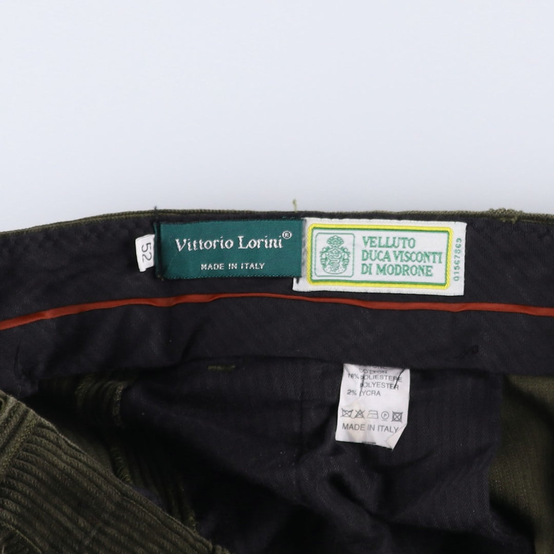 Vittorio Lorini Corduroy Pants, Made in Italy, Men's Size W36 (approx.) cotton Khaki type Vintage Second Hand