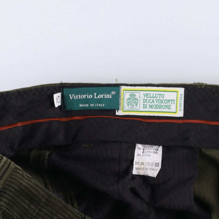 Vittorio Lorini Corduroy Pants, Made in Italy, Men's Size W36 (approx.) cotton Khaki type Vintage Second Hand