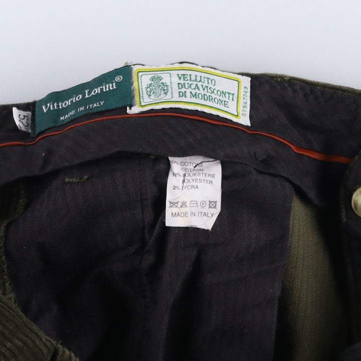 Vittorio Lorini Corduroy Pants, Made in Italy, Men's Size W36 (approx.) cotton Khaki type Vintage Second Hand