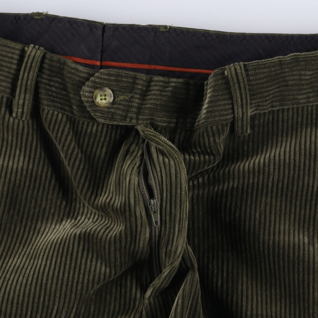 Vittorio Lorini Corduroy Pants, Made in Italy, Men's Size W36 (approx.) cotton Khaki type Vintage Second Hand