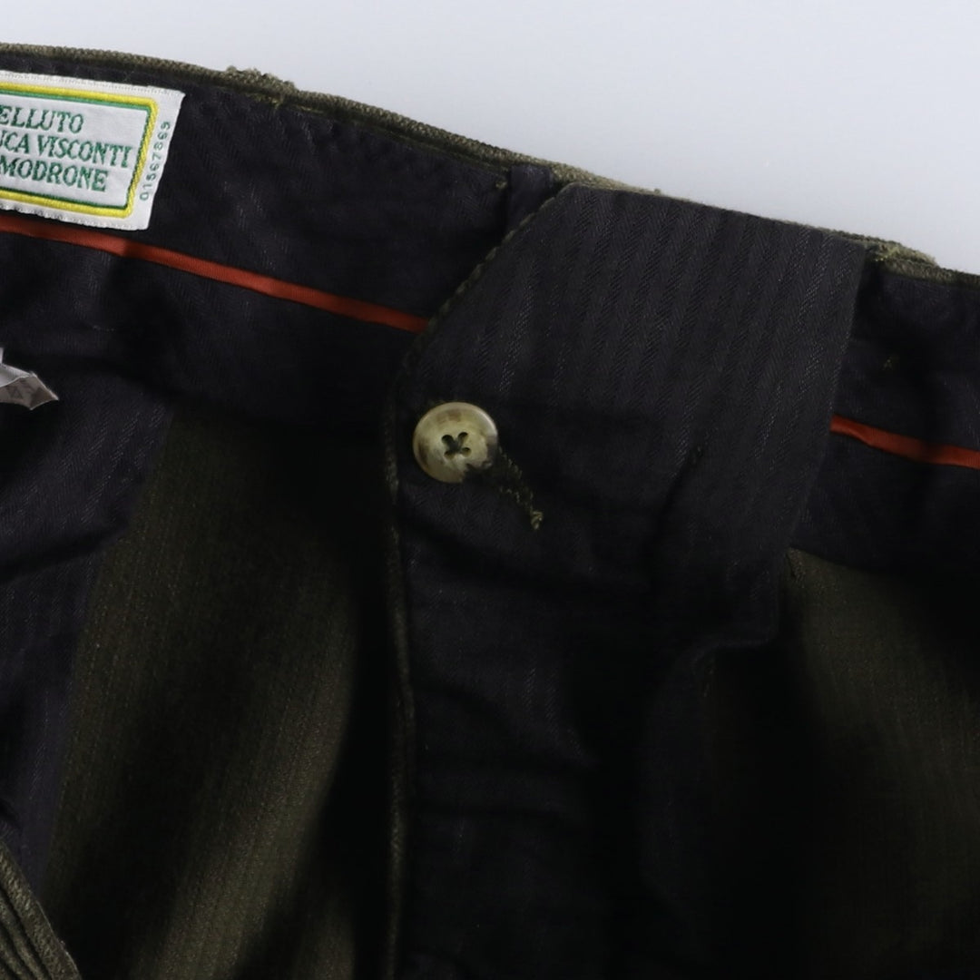 Vittorio Lorini Corduroy Pants, Made in Italy, Men's Size W36 (approx.) cotton Khaki type Vintage Second Hand