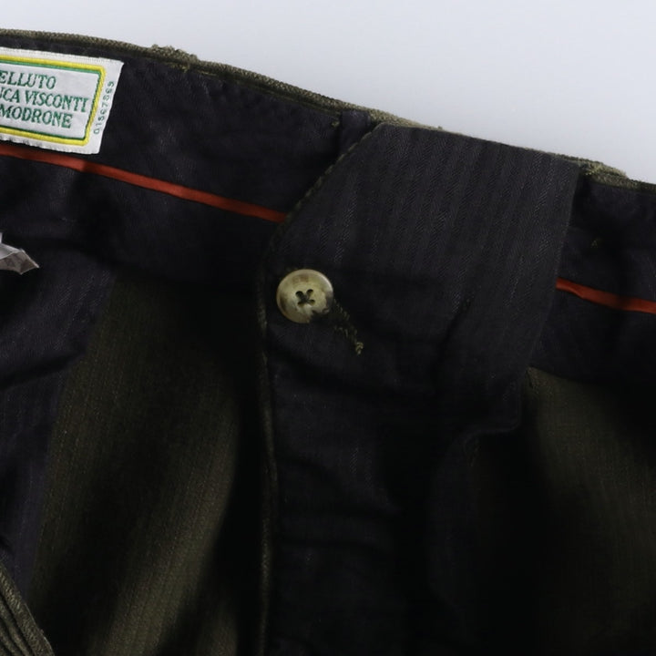 Vittorio Lorini Corduroy Pants, Made in Italy, Men's Size W36 (approx.) cotton Khaki type Vintage Second Hand