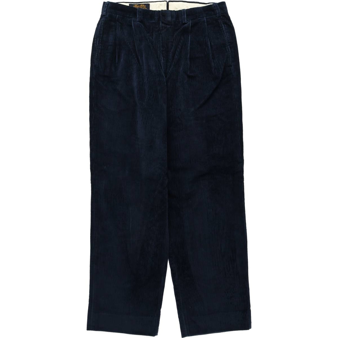 Brooks Brothers two-pleat corduroy pants, made in the USA, men's size W34 (approx.). cotton navy blue type Vintage Second Hand