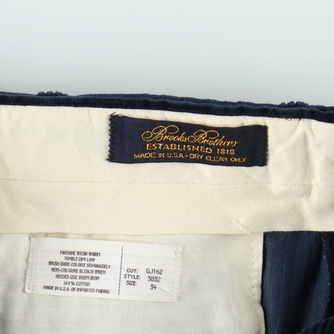 Brooks Brothers two-pleat corduroy pants, made in the USA, men's size W34 (approx.). cotton navy blue type Vintage Second Hand