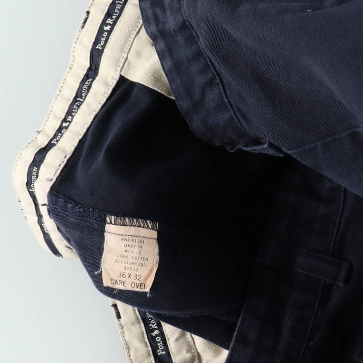 Ralph Lauren Polo Ralph Lauren Two-pleat Chino Pants for Men, W35 cotton navy blue type Vintage Second Hand