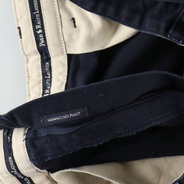 Ralph Lauren Polo Ralph Lauren Two-pleat Chino Pants for Men, W35 cotton navy blue type Vintage Second Hand