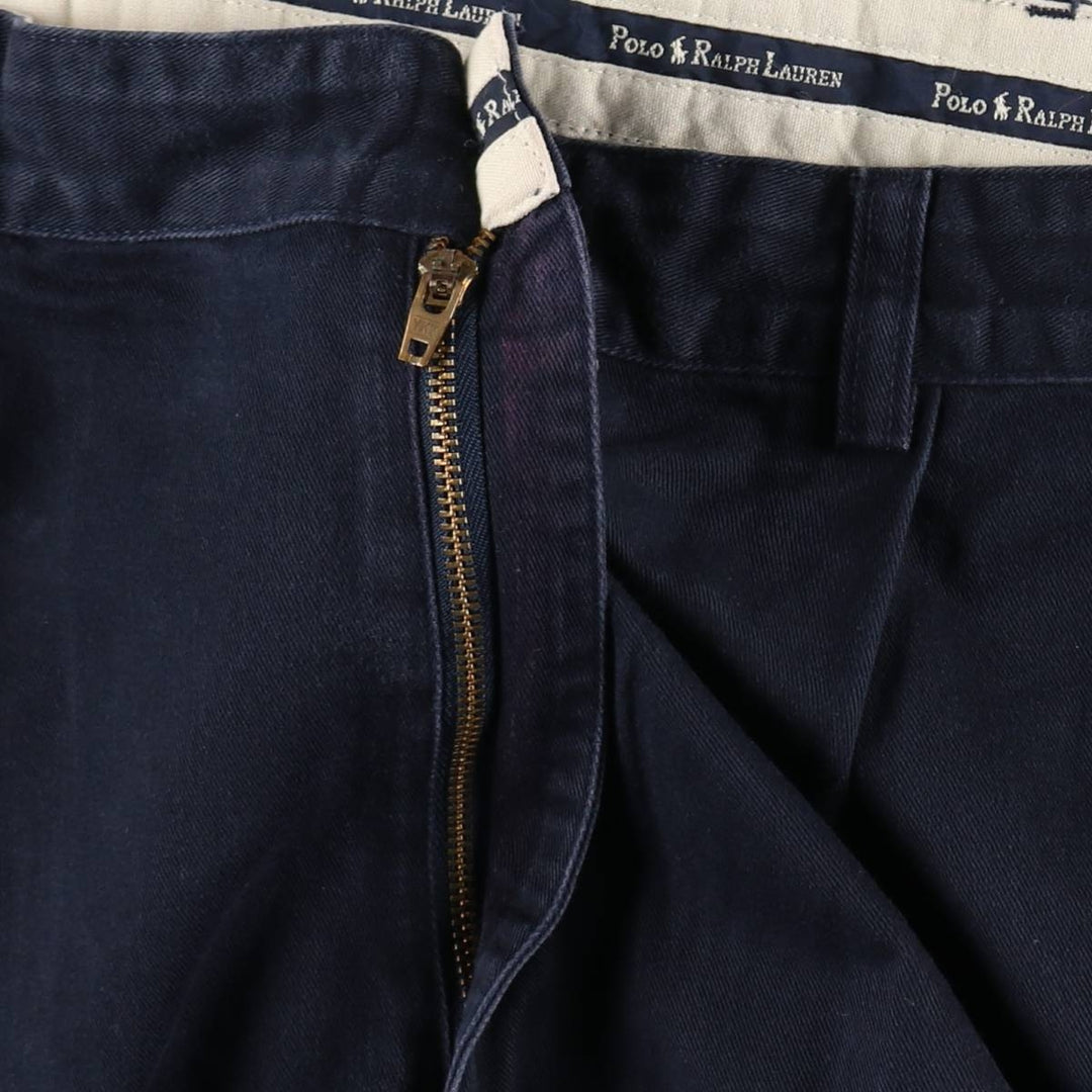 Ralph Lauren Polo Ralph Lauren Two-pleat Chino Pants for Men, W35 cotton navy blue type Vintage Second Hand