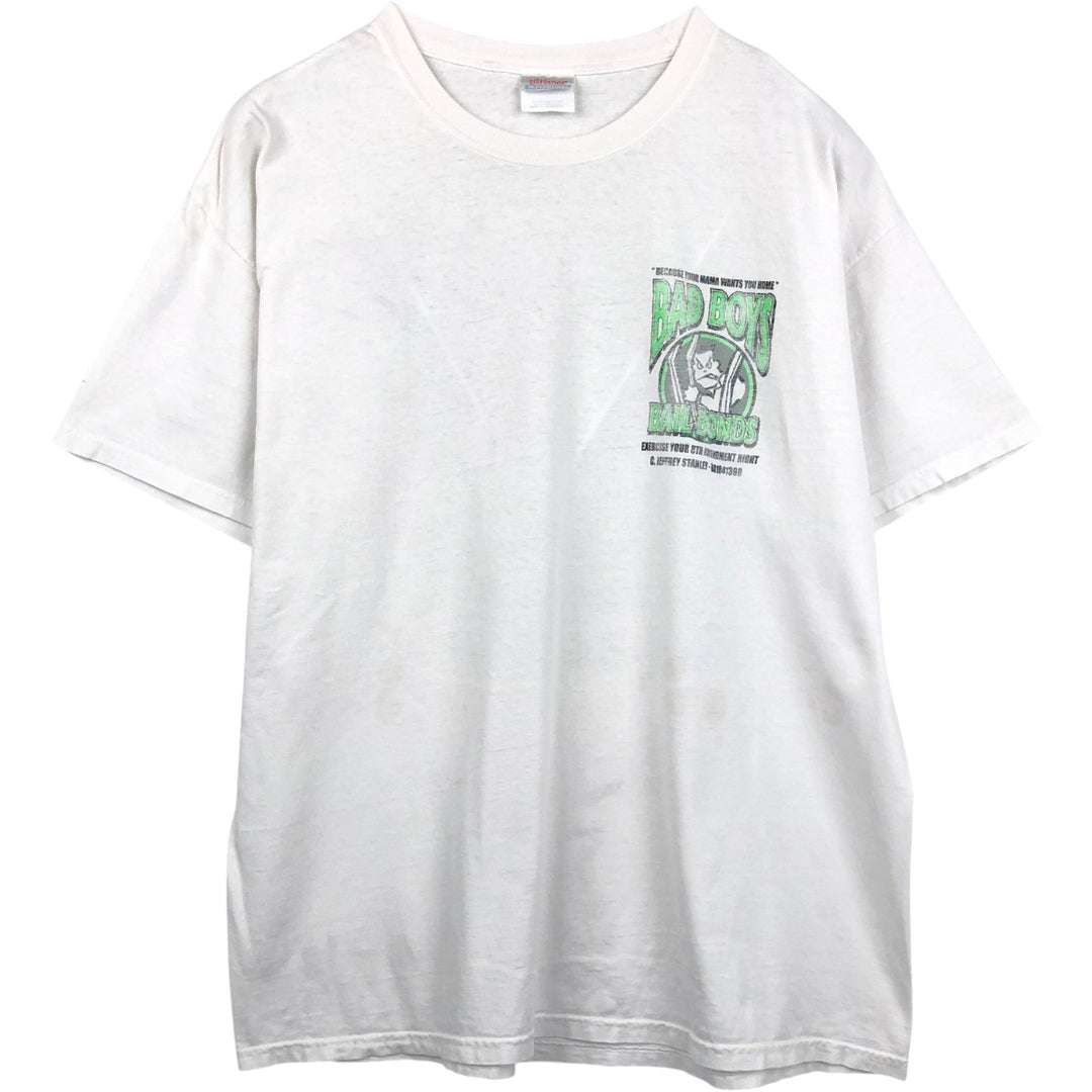 90s-00'S Hanes Bad Boys Bail Bonds parody advertising t-shirt vintage cotton white type Vintage Second Hand
