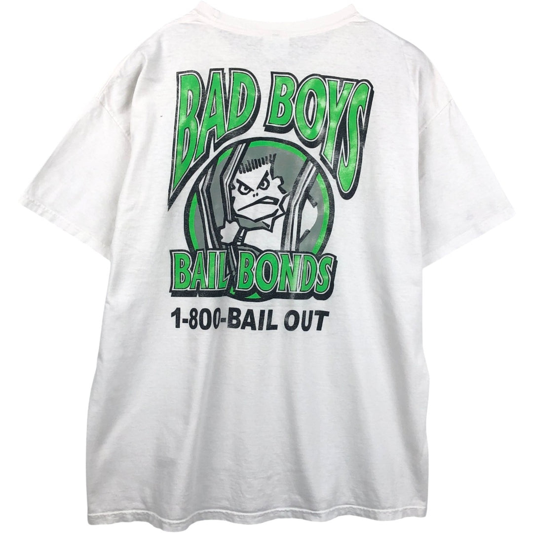90s-00'S Hanes Bad Boys Bail Bonds parody advertising t-shirt vintage cotton white type Vintage Second Hand