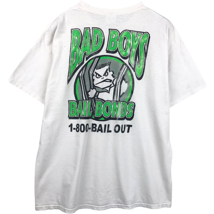 90s-00'S Hanes Bad Boys Bail Bonds parody advertising t-shirt vintage cotton white type Vintage Second Hand
