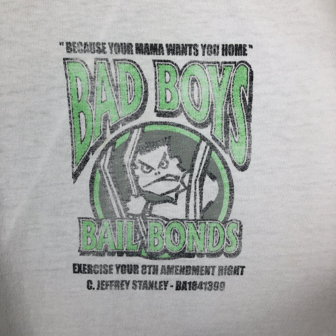 90s-00'S Hanes Bad Boys Bail Bonds parody advertising t-shirt vintage cotton white type Vintage Second Hand