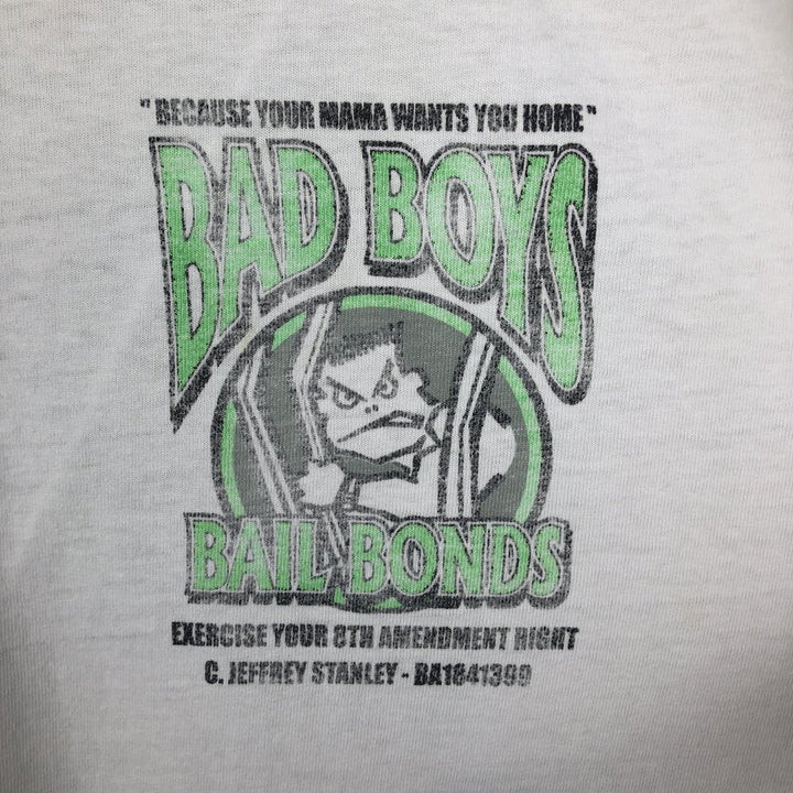 90s-00'S Hanes Bad Boys Bail Bonds parody advertising t-shirt vintage cotton white type Vintage Second Hand