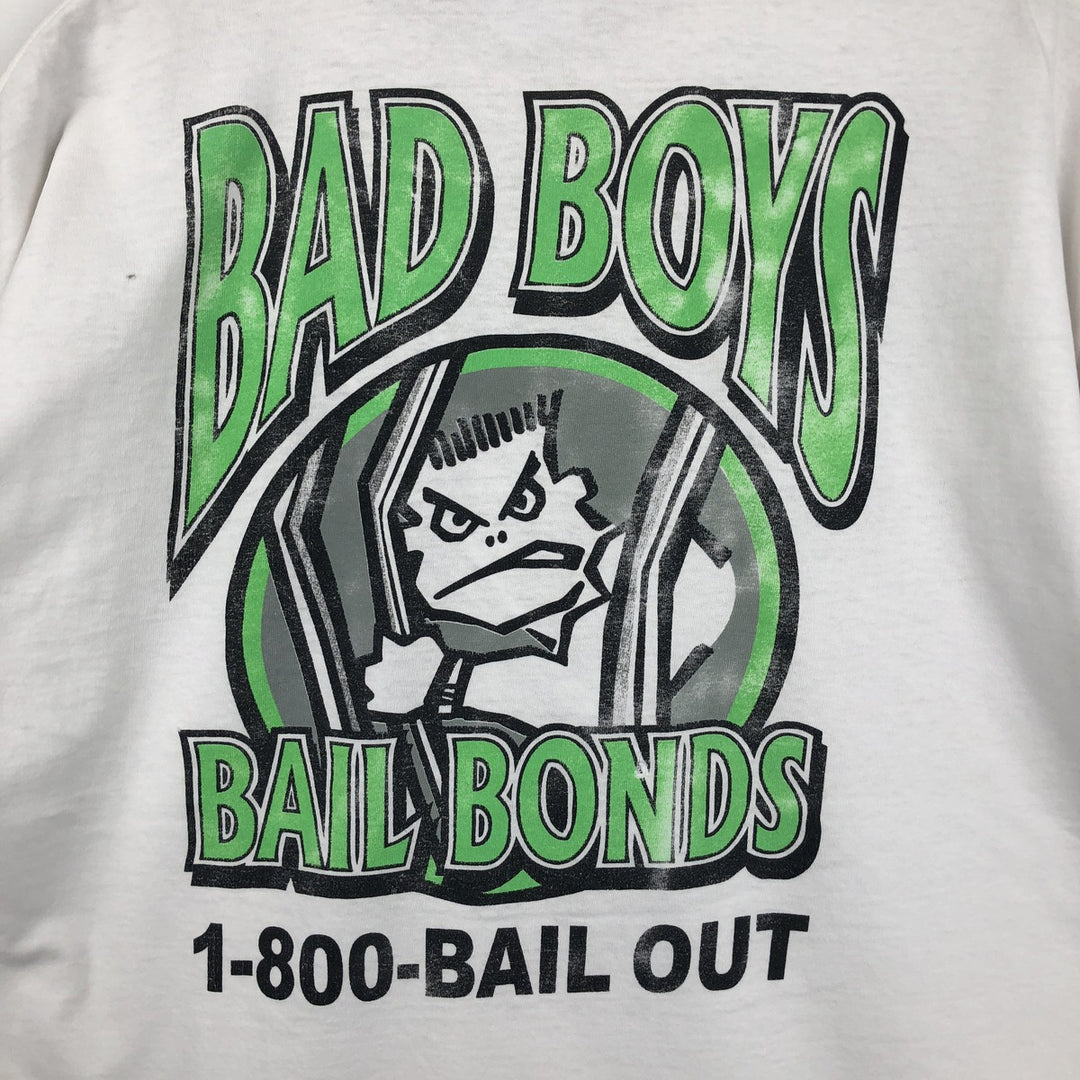 90s-00'S Hanes Bad Boys Bail Bonds parody advertising t-shirt vintage cotton white type Vintage Second Hand