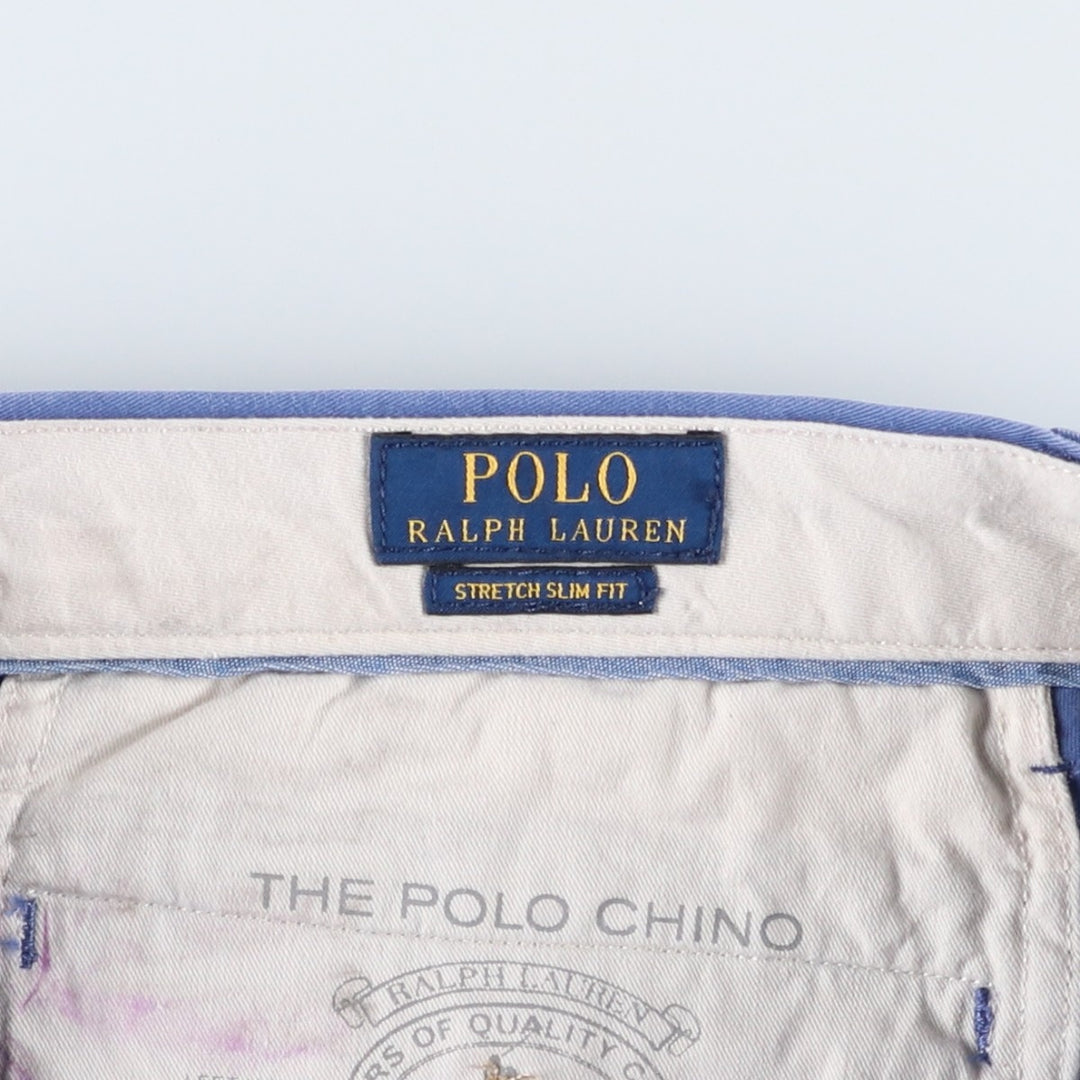 Ralph Lauren POLO RALPH LAUREN STRETCH SLIM FIT Work Pants, Men's W37 (approx.) cotton blue type Vintage Second Hand