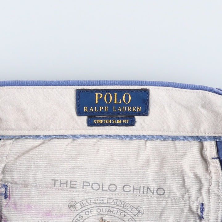 Ralph Lauren POLO RALPH LAUREN STRETCH SLIM FIT Work Pants, Men's W37 (approx.) cotton blue type Vintage Second Hand