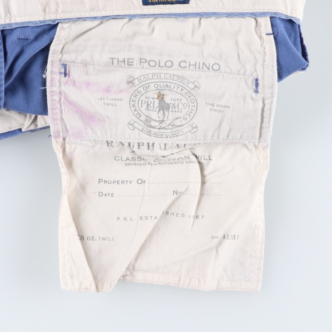 Ralph Lauren POLO RALPH LAUREN STRETCH SLIM FIT Work Pants, Men's W37 (approx.) cotton blue type Vintage Second Hand